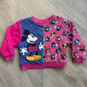 VTG Disney Mickey & Co Sweatshirt Reversible Pullover All Over Print Youth 2T